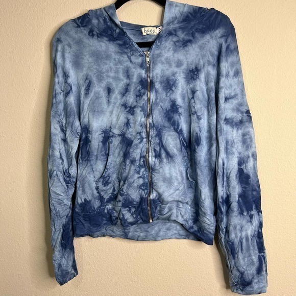 BAEA Womens blue‎ tie dye zippered hoodie Size Medium - Picture 1 of 10